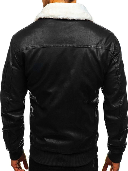 Férfi pilóta bőrdzseki fekete Bolf EX837