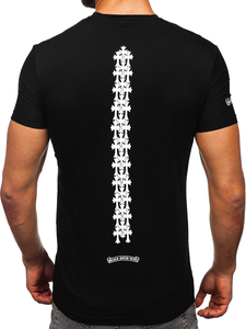 Mintás fekete színű férfi póló zsebbel Bolf MT3044