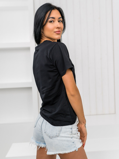 Fekete női póló applikációval Bolf 97T2110