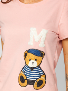 Rózsaszín színű női póló rátétekkel Bolf 52352