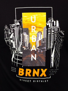 Fekete pamut férfi póló mintával Bolf MPO3452