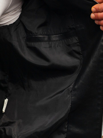 Férfi bőrdzseki fekete színben Bolf 1073