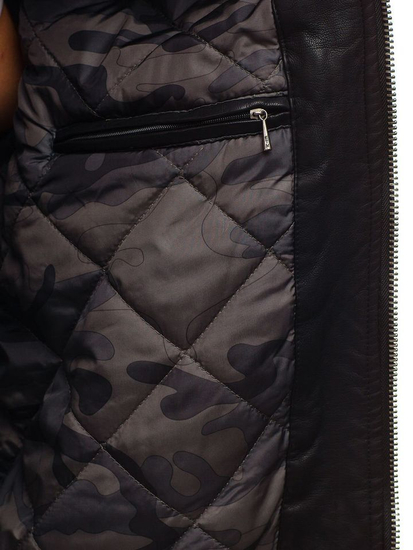 Férfi pilóta bőrdzseki fekete Bolf EX837