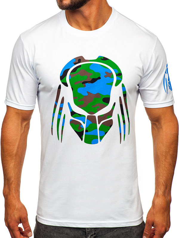 Férfi pamut nyomtatott póló Fehér Bolf 192379-1