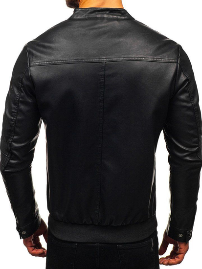 Férfi bőrdzseki fekete színben Bolf 1073