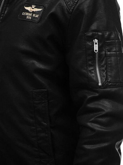 Férfi pilóta bőrdzseki fekete Bolf EX837