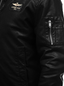 Férfi pilóta bőrdzseki fekete Bolf EX837