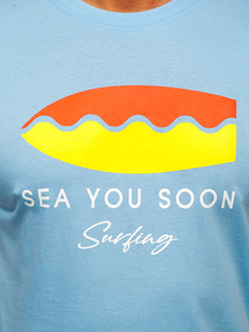 Kék pamut férfi póló mintával Bolf MPO3457