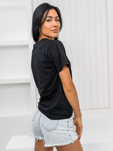 Fekete női póló applikációval Bolf 97T2110