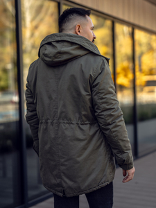 Téli pamut férfi parka dzseki zöld színben Bolf 1793