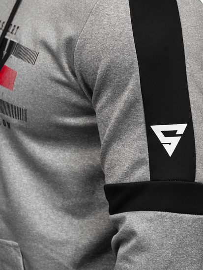 Szürke mintás férfi pulcsi kapucnival Bolf HY973