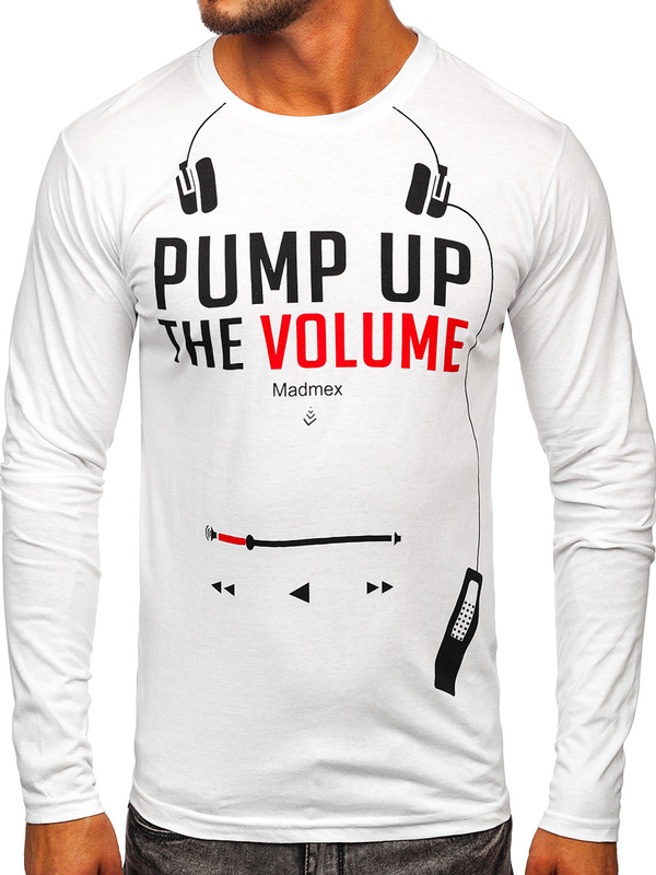 Férfi hosszú ujjú felső mintával fehér színben Bolf 1219