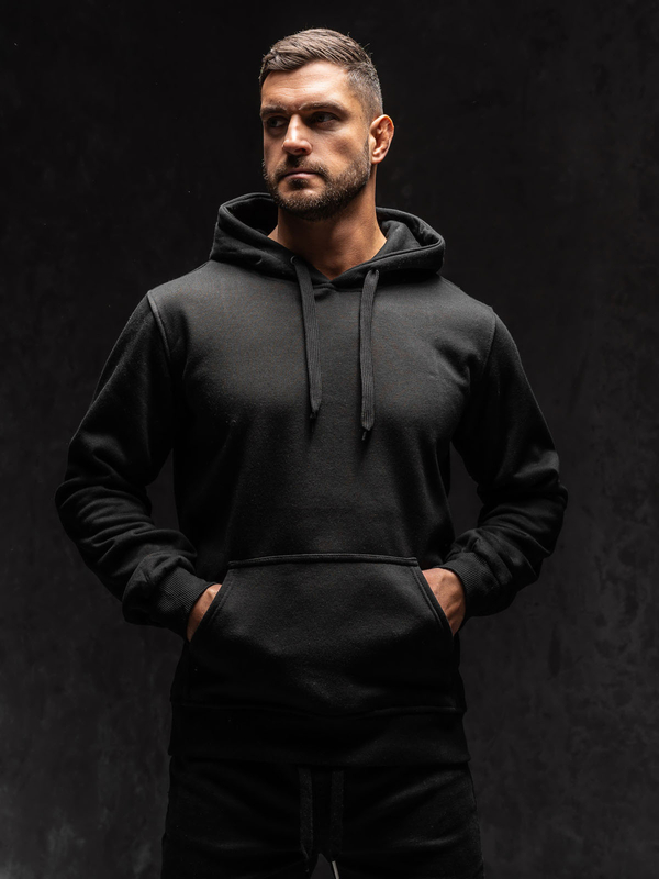 Fekete férfi kapucnis kenguruzsebes pulcsi Bolf 2009A1