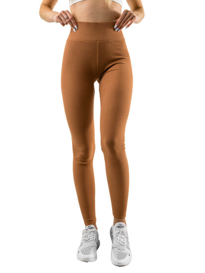 Bordázott női leggings barna színben Bolf 10328