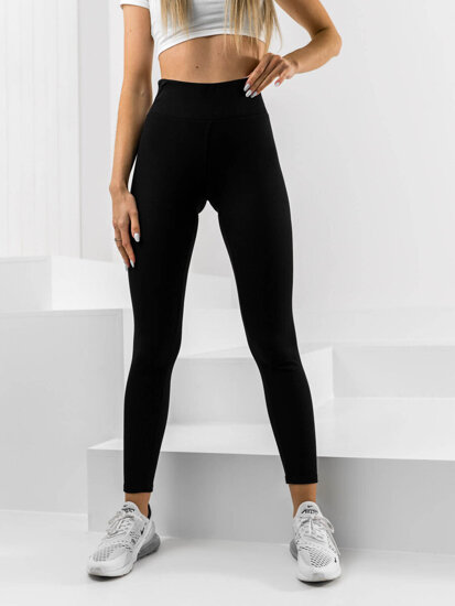 Bordázott női leggings fekete színben Bolf 10328