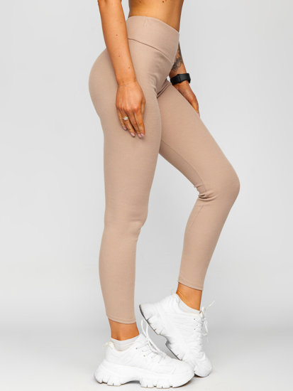 Csíkos női leggings cappuccino színben Bolf 020