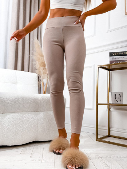 Csíkos női leggings cappuccino színben Bolf 020A