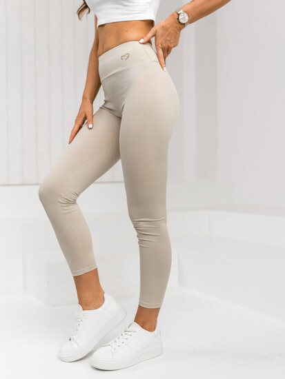 Ecru bordázott női leggings Bolf W7903