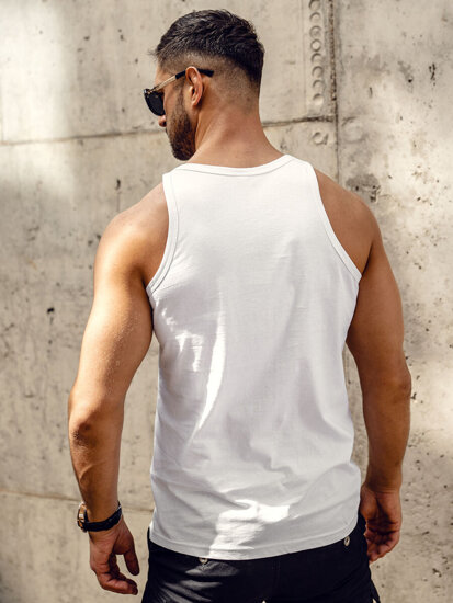 Fehér férfi tank top mintával Bolf 143025A