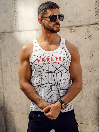 Fehér férfi tank top mintával Bolf 14845A