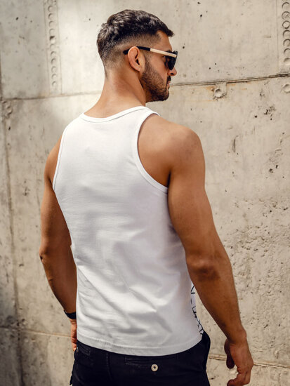 Fehér férfi tank top mintával Bolf 14845A