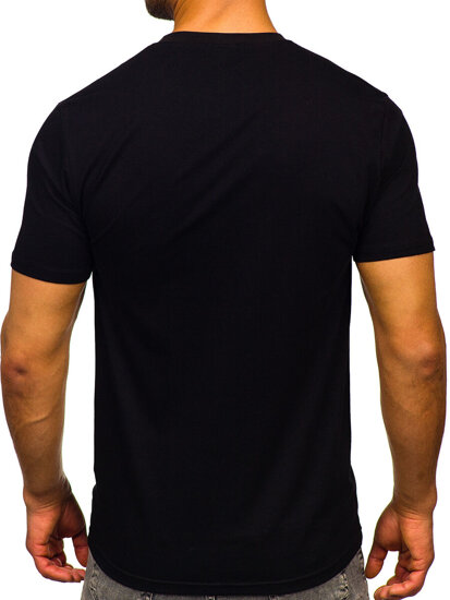 Fekete férfi pamut póló mintával Bolf 5052