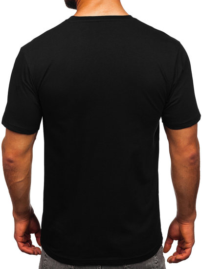 Férfi pamut póló mintával fekete színben Bolf 14748