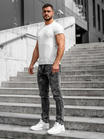 Férfi skinny fit farmernadrág övvel fekete színben Bolf R61104S1