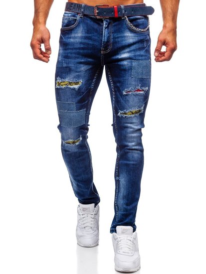 Férfi slim fit farmernadrág övvel gránátkék színben Bolf 80034W0