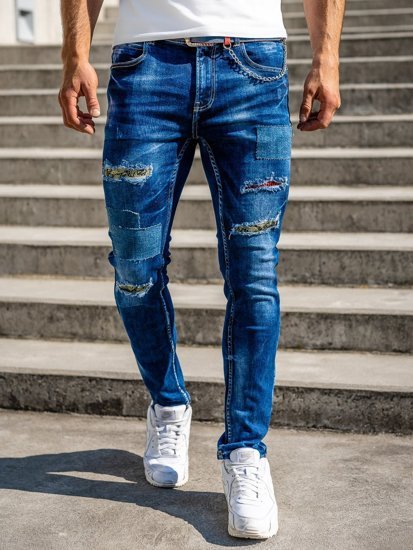 Férfi slim fit farmernadrág övvel gránátkék színben Bolf 80034W0