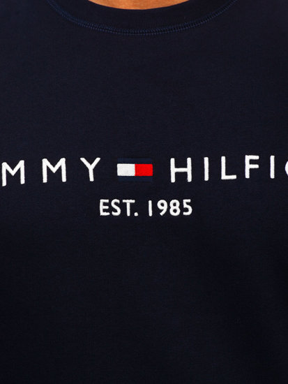 Gránátkék férfi pulcsi kapucni nélkül mintával Tommy Hilfiger MW0MW11596