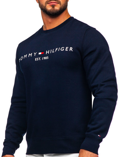 Gránátkék férfi pulcsi kapucni nélkül mintával Tommy Hilfiger MW0MW11596