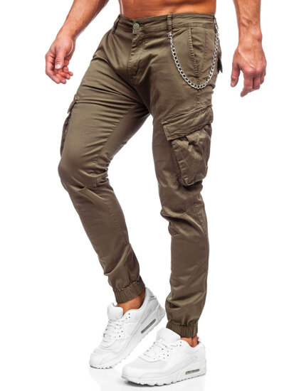 Khaki anyag férfi oldalzsebes jogger nadrág Bolf SK850