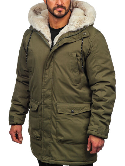 Khaki férfi téli parka dzseki Bolf 5M120