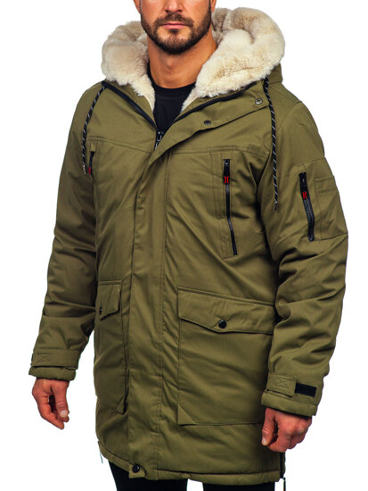 Khaki férfi téli parka kabát Bolf 5M3123