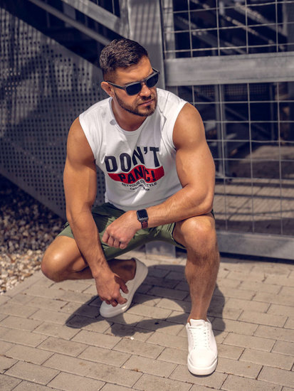 Mintás fehér férfi tank-top Bolf 14827A