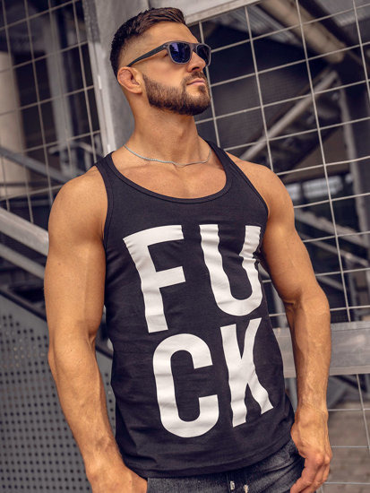 Mintás fekete színű boksz tank-top Bolf 14830A