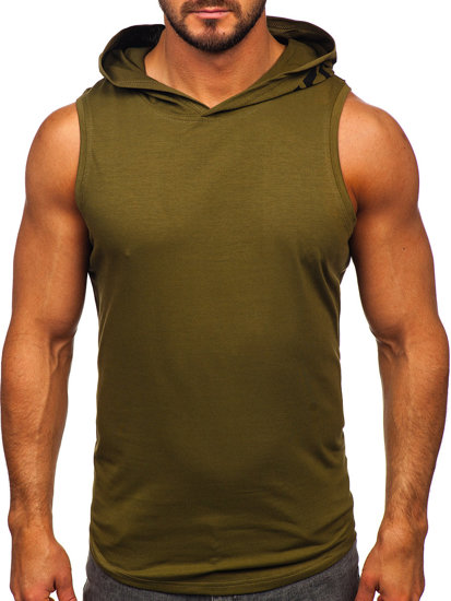 Mintás férfi tank-top khaki színben Bolf B2537