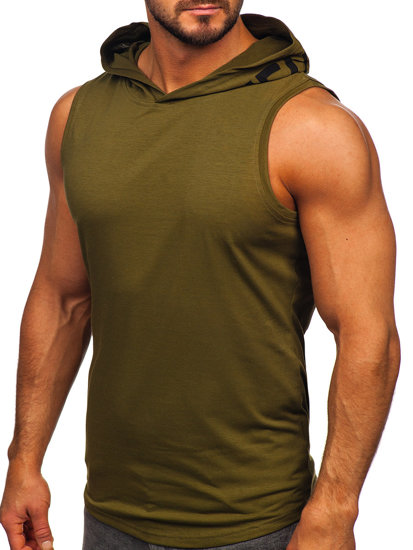 Mintás férfi tank-top khaki színben Bolf B2537