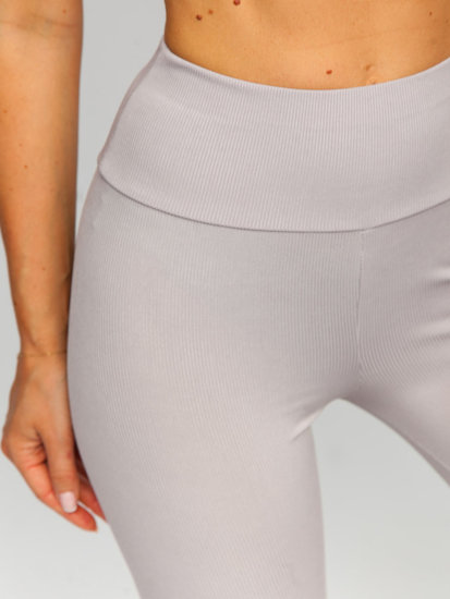 Szürke színű bordázott rövid női leggings Bolf 5YY734