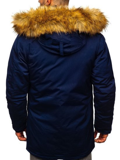 Téli férfi alaska parka dzseki gránátkék színben Bolf HZ8109