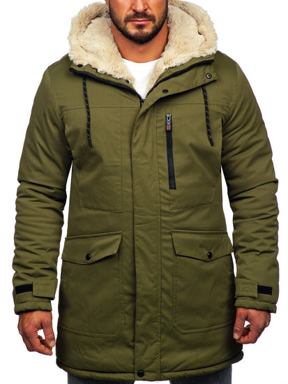 Téli férfi parka khaki színben Bolf 22M37