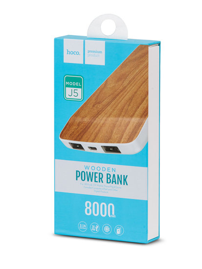 Világosbarna színű powerbank 8000mAh J5