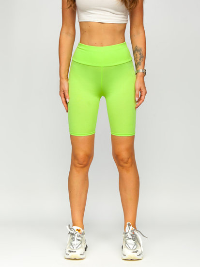 Zöld-neon színű bordázott rövid női leggings Bolf 5YY734