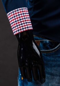 Elegáns hosszú ujjú férfi ing sötétkék színben Bolf Bolf 0926A