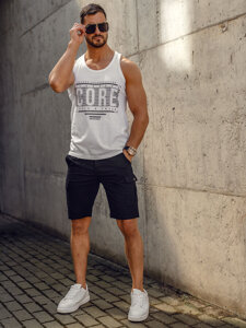 Fehér férfi tank top mintával Bolf 14840A