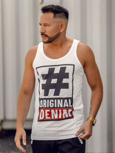 Fehér férfi tank top trikó boxer mintával Bolf 14834A