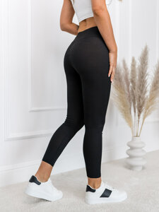 Fekete bordázott női leggings Bolf W7901