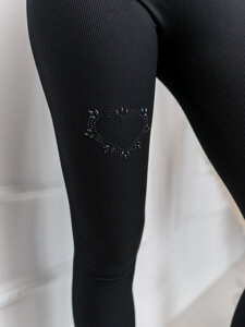 Fekete bordázott női leggings Bolf W7906