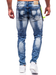 Férfi skinny fit farmernadrág nadrágtartóval gránátkék színben Bolf E7853